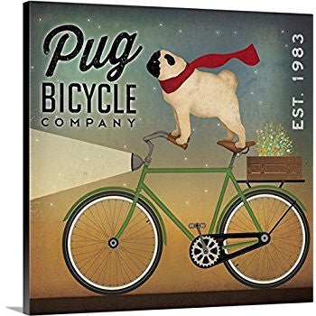 Wall Art - Pug on a Bike - Natural Pet Foods