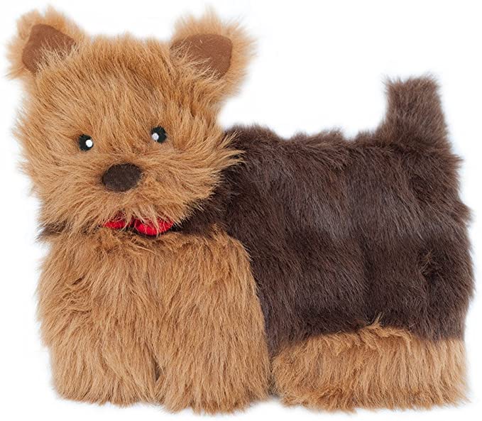 ZippyPaws - Squeakie Pup No-Stuffing Plush Dog Toy, 11 Squeakers - Yorkie - Natural Pet Foods